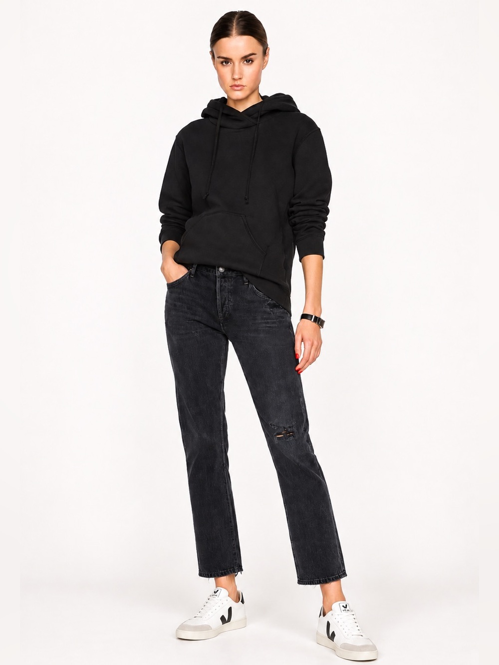Citizens of Humanity Emerson Boyfriend Jeans Black Hawk Distressed NWT 30